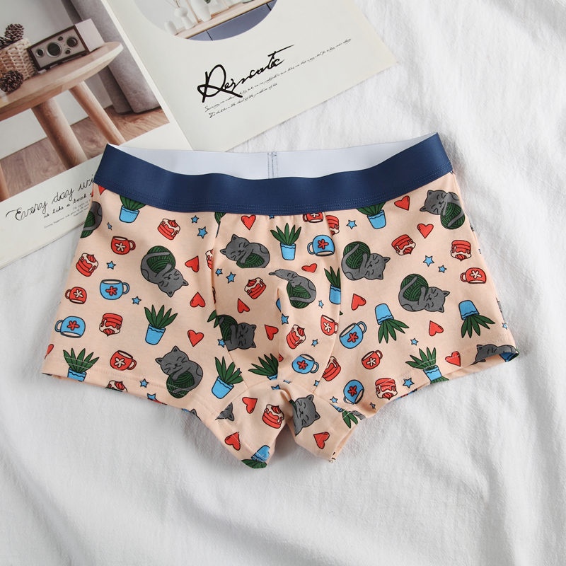 Quần lót boxer vải cotton in họa tiết tùy chọn thời trang cho nam