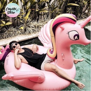 Phao Bơi Pony Hồng 275cm Khổng Lồ Người Lớn Kèm Bơm + Phao Mini