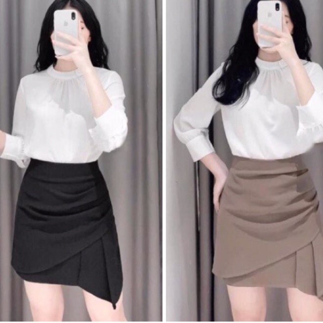 Chân váy ngắn chữ A cách điệu bên hông siêu hot phong cách Hàn Quốc | BigBuy360 - bigbuy360.vn