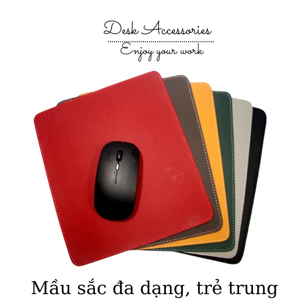 Lót Chuột 2 Mặt Da Mouse Pad Bàn Di Chuột 25x22 cm May Bo Viền Tinh Tế Da Mềm Bền Đẹp