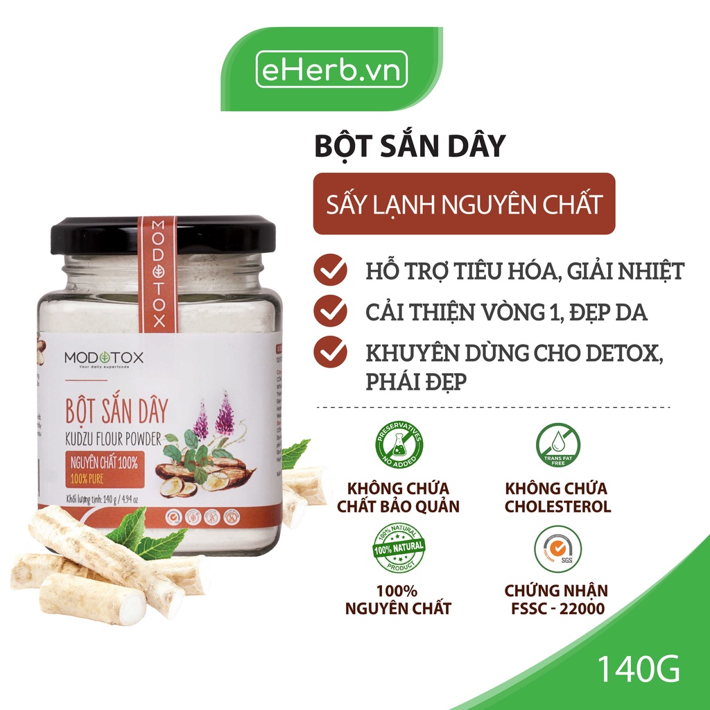 Bột Sắn Dây Nguyên Chất Sấy Lạnh Hỗ Trợ Tiêu Hóa, Đẹp Da, Detox Uống Trực Tiếp MODOTOX 140gr (Hũ)