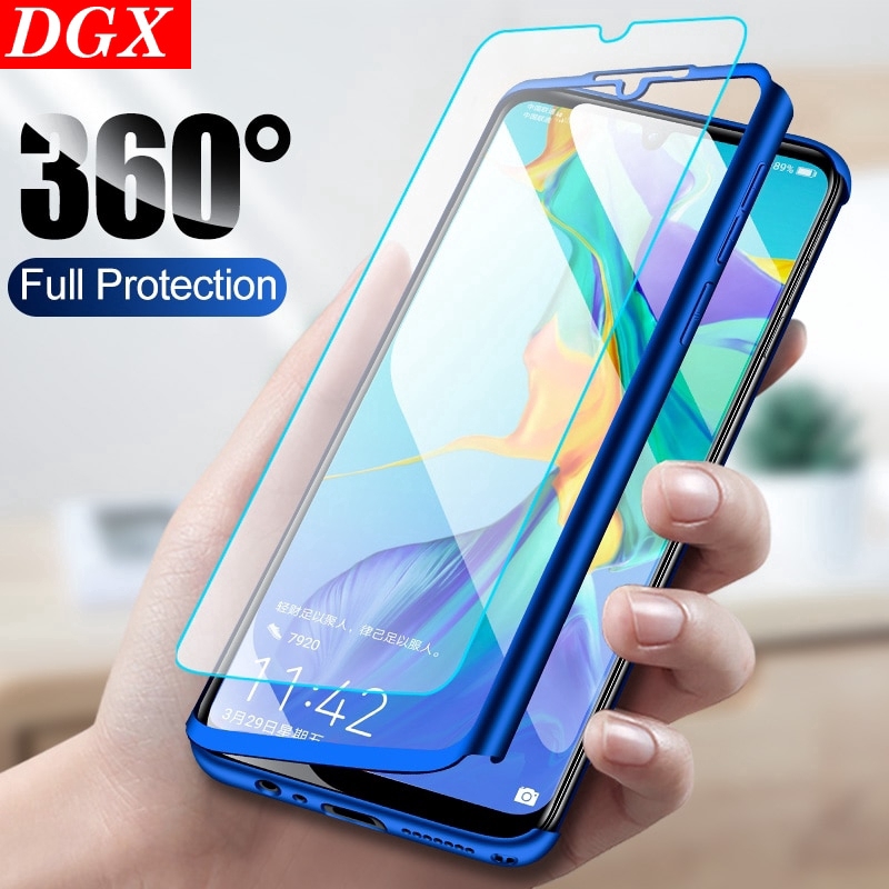 Ốp điện thoại bảo vệ 360 độ có kính cường lực cho Huawei Y6 Pro 2019 Y7 Pro 2019 Honor 8X