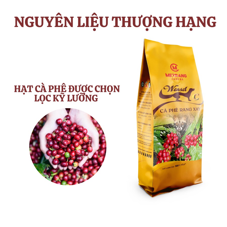Cà phê Mê Trang Chồn rang xay (C) - Túi bột 500g