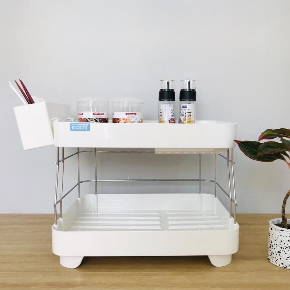 Kệ chén bát 2 tầng INOCHI Tokyo nhựa nguyên sinh úp chén bát có rãnh thoát nước