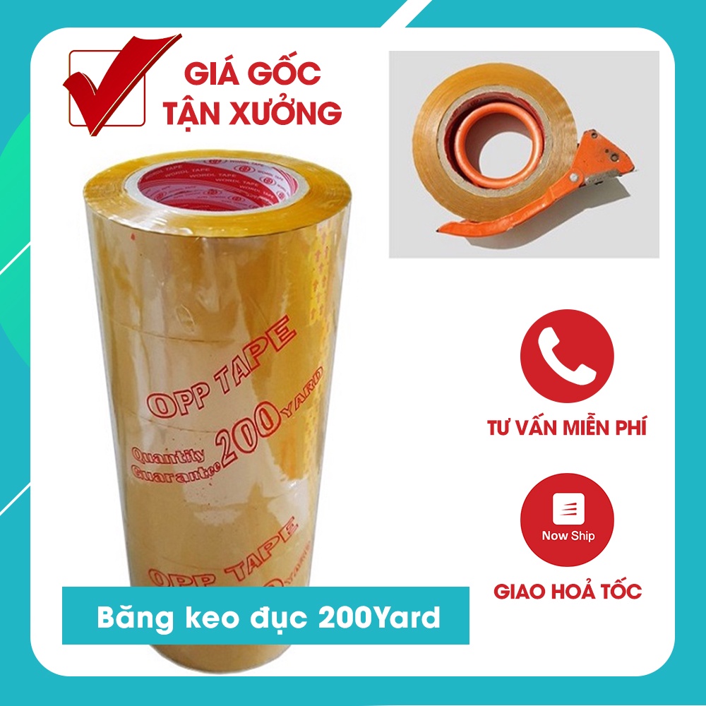 Băng keo đục & keo trong 200Y [COMBO 2 CUỘN]