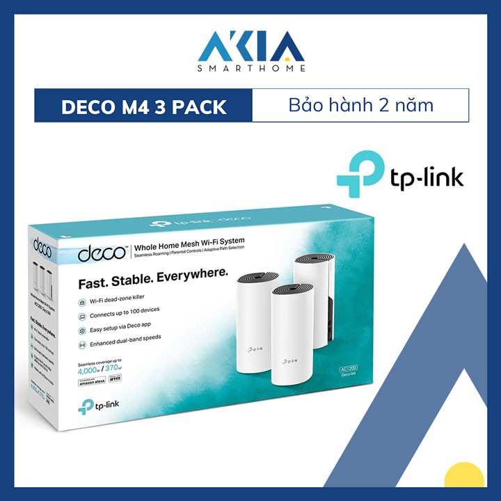 [BẢO HÀNH 2 NĂM] Hệ Thống Wi-Fi Mesh Cho Toàn Ngôi Nhà AC1200 Deco M4 (3-pack)