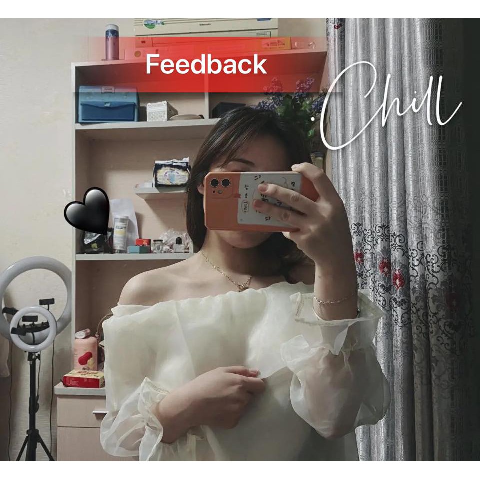 Áo Trễ Vai Tiểu Thư, Áo Voan Dài Tay Phong Cách Hàn Quốc