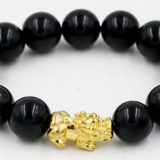Chuỗi đeo tay đá đen 14ly mix tỳ hưu