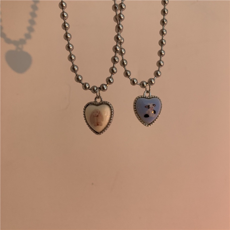 Vòng Cổ Chuỗi Hạt Mặt Tròn Hình Thỏ Phong Cách Hip Hop Hàn Quốc Độc Đáo 19A1233 Thời Trang