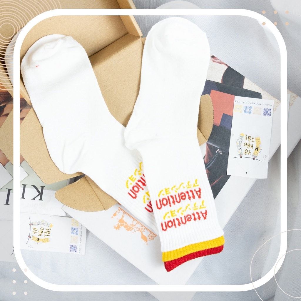 TẤT VỚ CỔ CAO UNISEX NHẤN 3 TẦNG CỰC ĐỘC