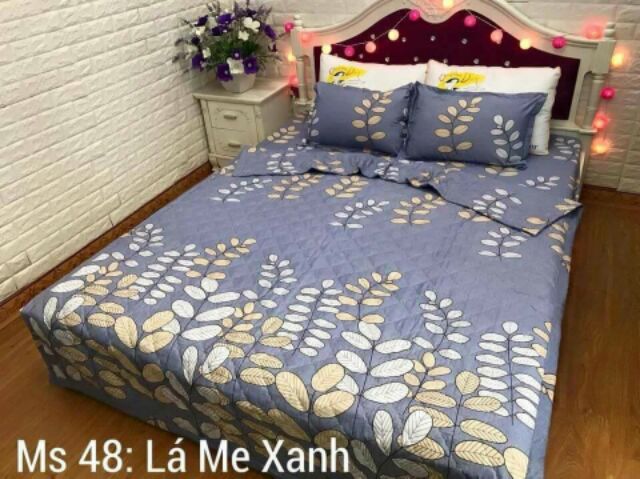 chăn ga gối lá me xanh