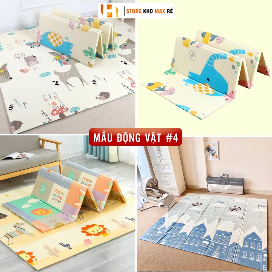 Thảm Xốp Gấp Gọn Xpe 2 Mặt Cho Bé Tập Bò Chống Ngã Chống Thấm, Chiếu Ngủ Văn Phòng