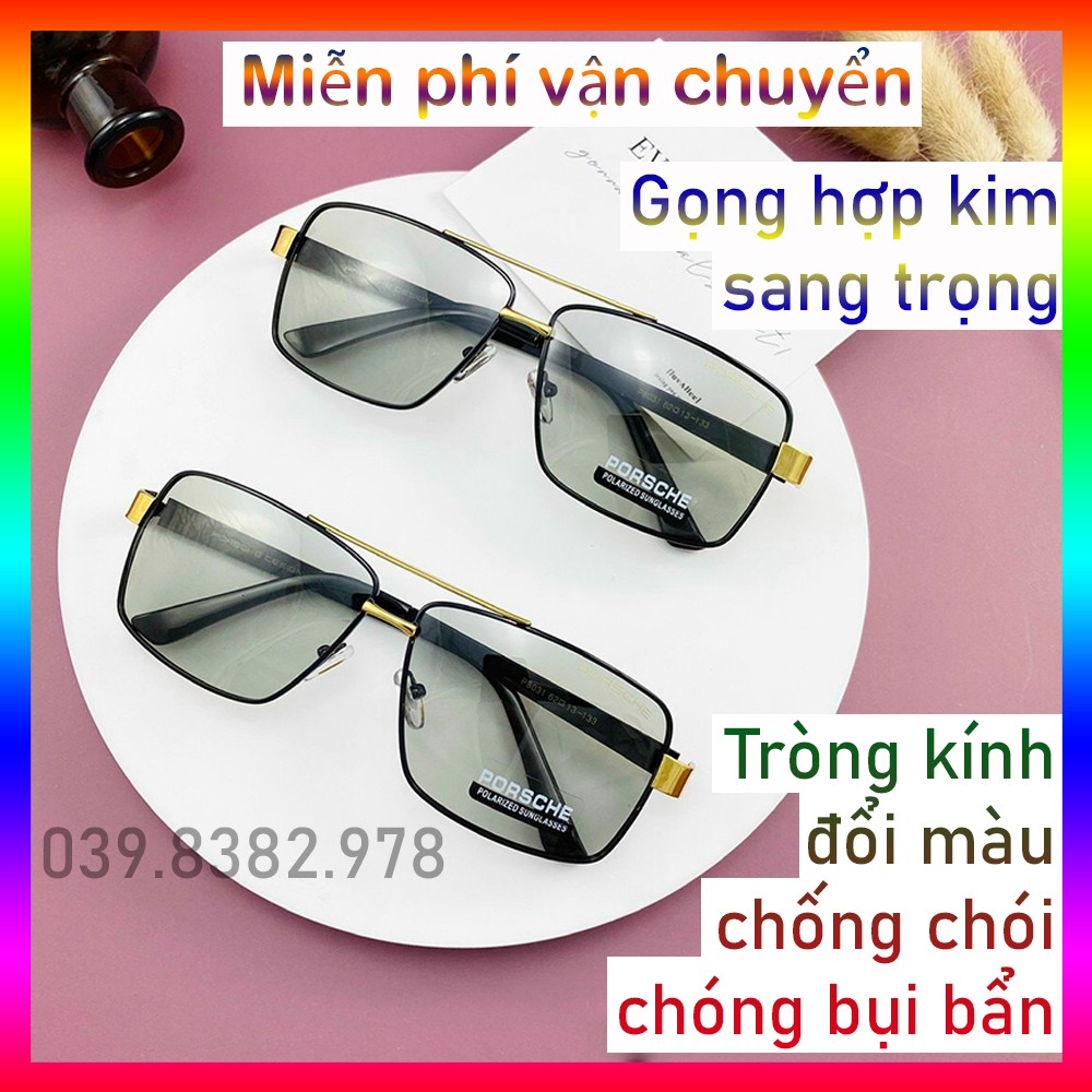 Mắt kính mát nam thời trang phân cực đổi màu chống nắng bụi bẩn đi ngày và đêm chống chói gọng hợp kim bền