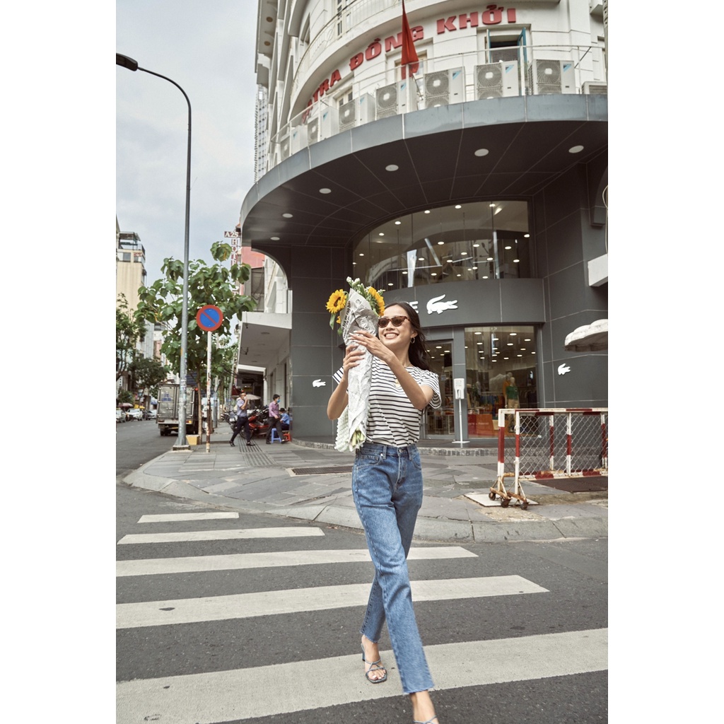 TheBlueTshirt - Quần Jeans Lưng Cao Nữ Ống Ôm - Ankle Crop Jeans