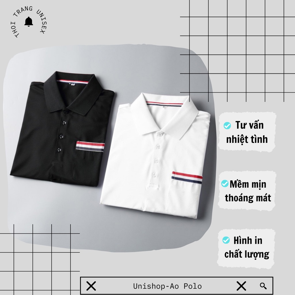 Áo POLO 3 Sọc Túi Áo Chất Lượng Cao Cấp, Vải Cotton Mịn Màng, Siêu Đẹp.