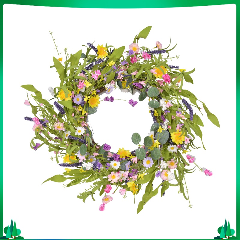 23.6 Large Wreath Tiny Daisy Lavender Flowers Front Door Wall Home Decor