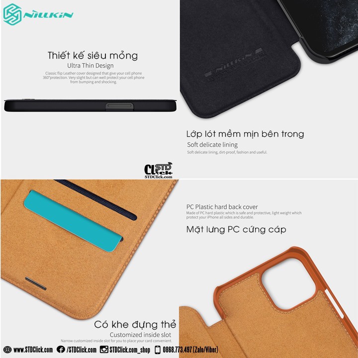 BAO DA IPHONE 12 - 12 PRO NILLKIN QIN CHÍNH HÃNG HÀNG CHUẨN