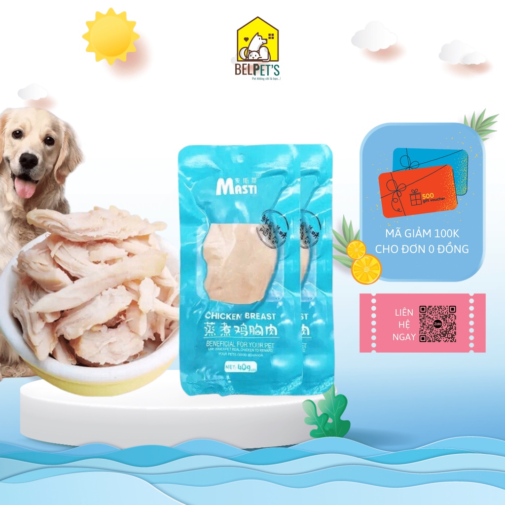 Combo 10 gói Ức Gà Cho Chó Con, Cho Mèo Mọi Lứa Tuổi, Gà Hấp Ăn Liền Cho Thú Cưng, Ngăn Ngừa Sỏi Thận Sau Khi Ăn Hạt