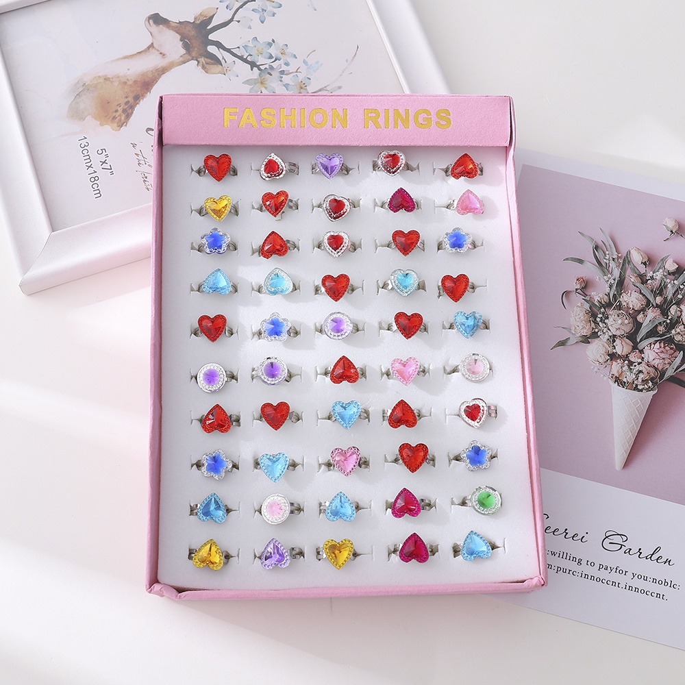 Bộ 50 Nhẫn Hoạt Hình Có Thể Điều Chỉnh Kích Cỡ Cho Bé Gái