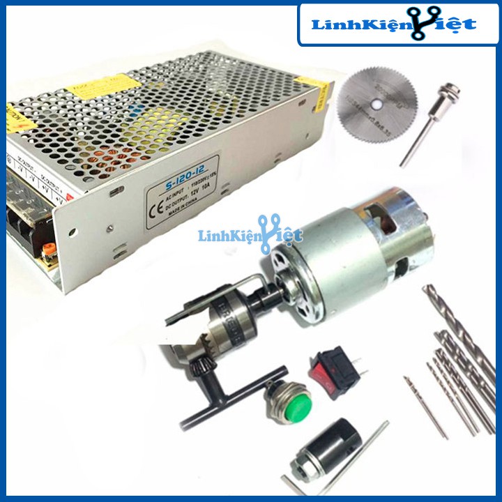 Máy Khoan 775 Tự Chế Từ Động Cơ 775 Trục D và Phụ Kiện V3