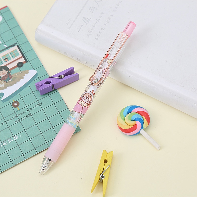 Bút Mực Gel Mực Đen Ngòi 0.5mm Họa Tiết Hoạt Hình Dễ Thương