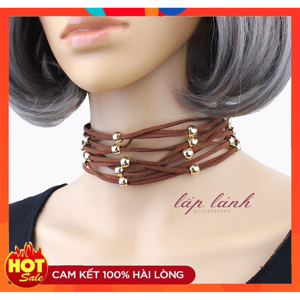 [Có sẵn] VÒNG CỔ CHOKER DÂY CHUYỀN DA ĐÍNH HẠT CÁ TÍNH PHONG CÁCH VC30