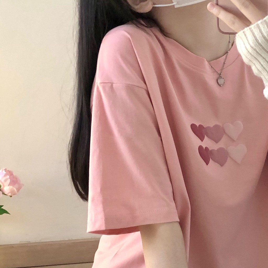Áo thun ngắn tay dáng rộng phong cách harajuku áo phông nữ