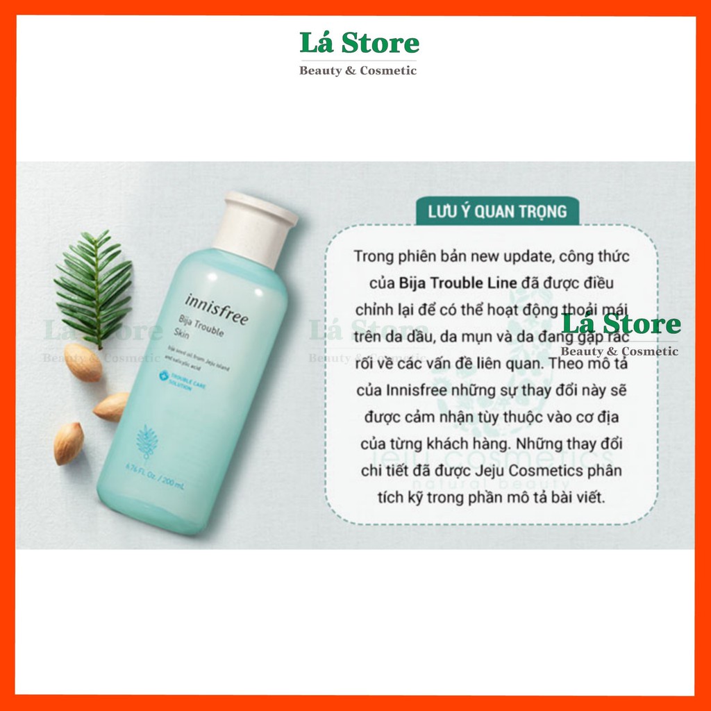 HÀNG AUTH - nước hoa hồng dành cho da mụn Innisfree Bija Trouble Skin - Lá Store