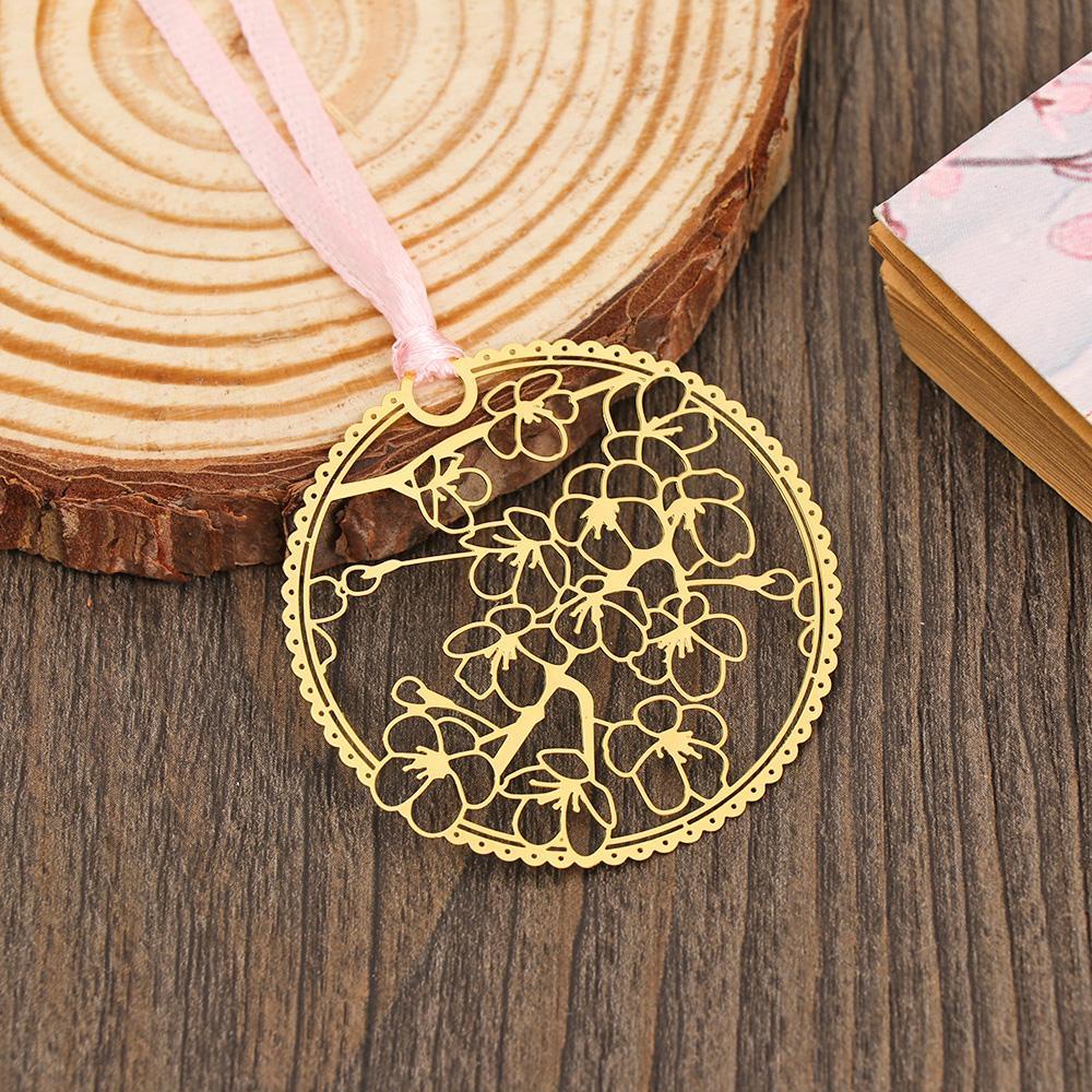 Thẻ Đánh Dấu Trang Sách Bằng Kim Loại Hình Lá Mơ Dễ Thương
