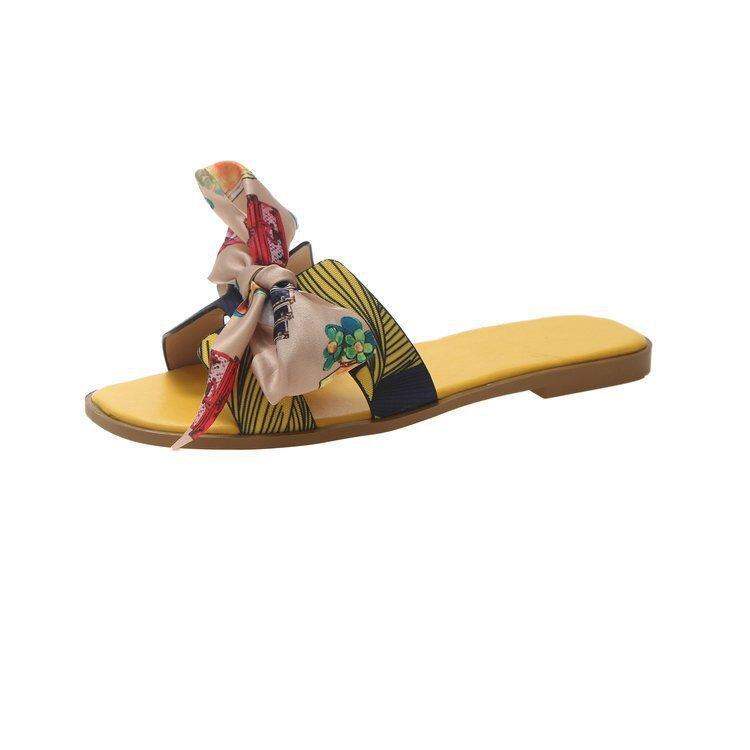 Dép Đế Bằng Đính Nơ Nhiều Màu Sắc ISS408 Thời Trang Mùa Hè Cho Nữ