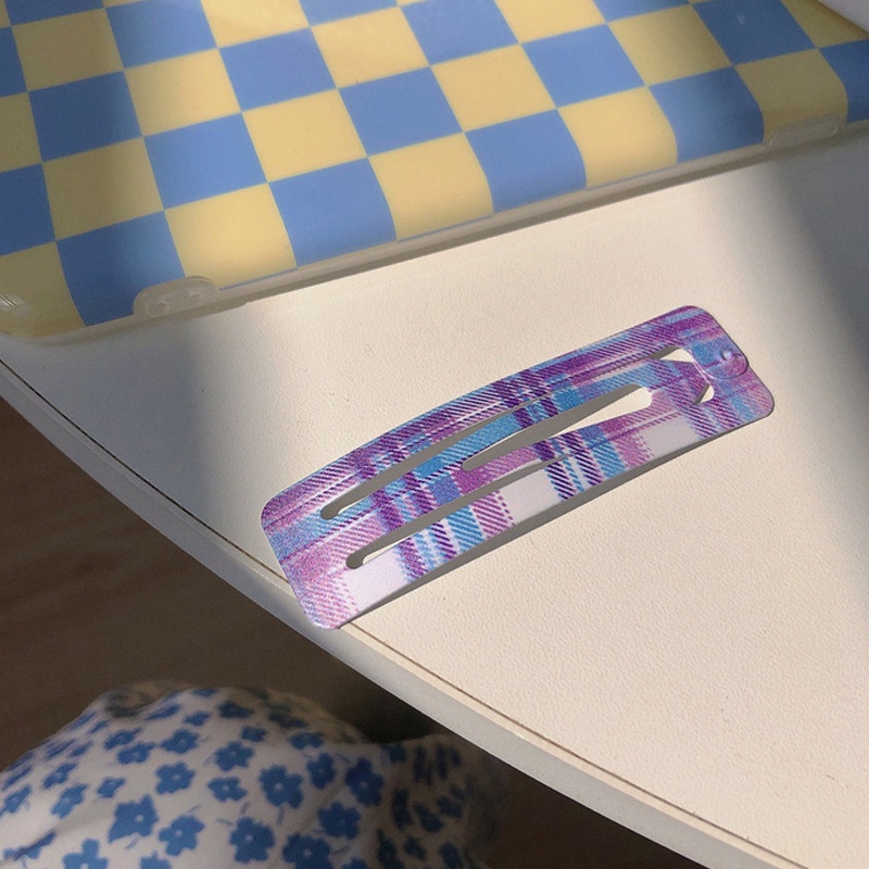 Kẹp tóc vải sọc ca rô cho bé gái