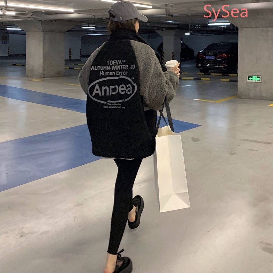 Áo khoác lông cừu form rộng thời trang mùa đông cho nữ