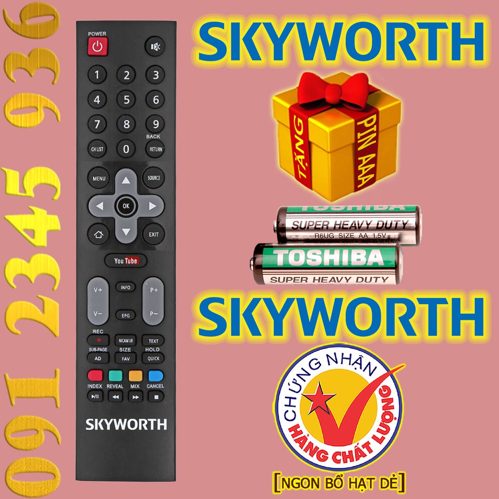 Điều khiển SKYWORTH có YOUTUBE cho Tivi Smart. (Mẫu số 1)