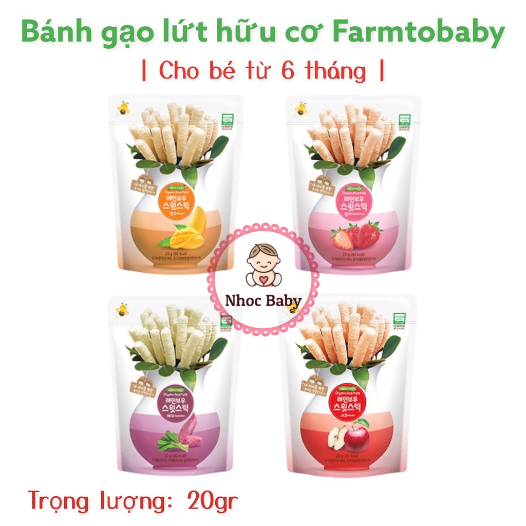 Farm to Baby | Bánh gạo lứt hữu cơ dạng que cho bé 6m+ túi zip 20g