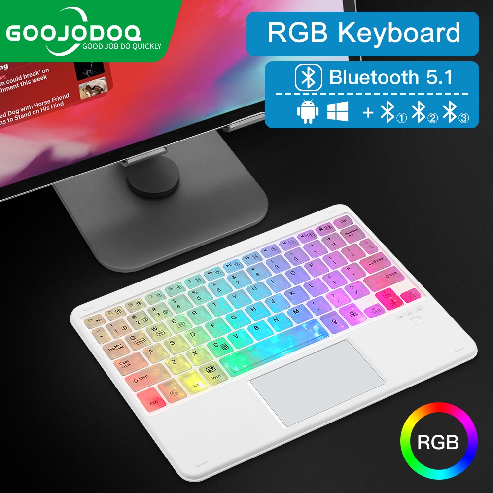 Bàn phím không dây bluetooth GOOJODOQ đèn LED RGB thích hợp cho điện thoại iPad Pro Air Xiaomi Huawei Android Windows | BigBuy360 - bigbuy360.vn