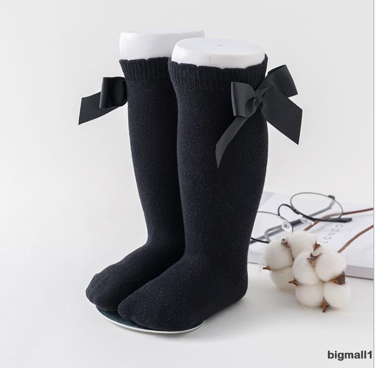 Tất ống cotton dài trang trí nơ thoáng khí cho bé gái 0-7 tuổi