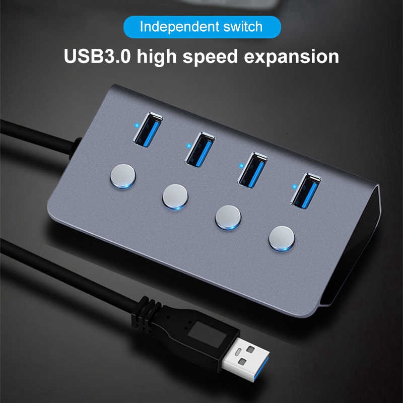 CHUYI Bộ Chia 4 Cổng Usb 3.0 Có Công Tắc On / Off Cho Máy Tính