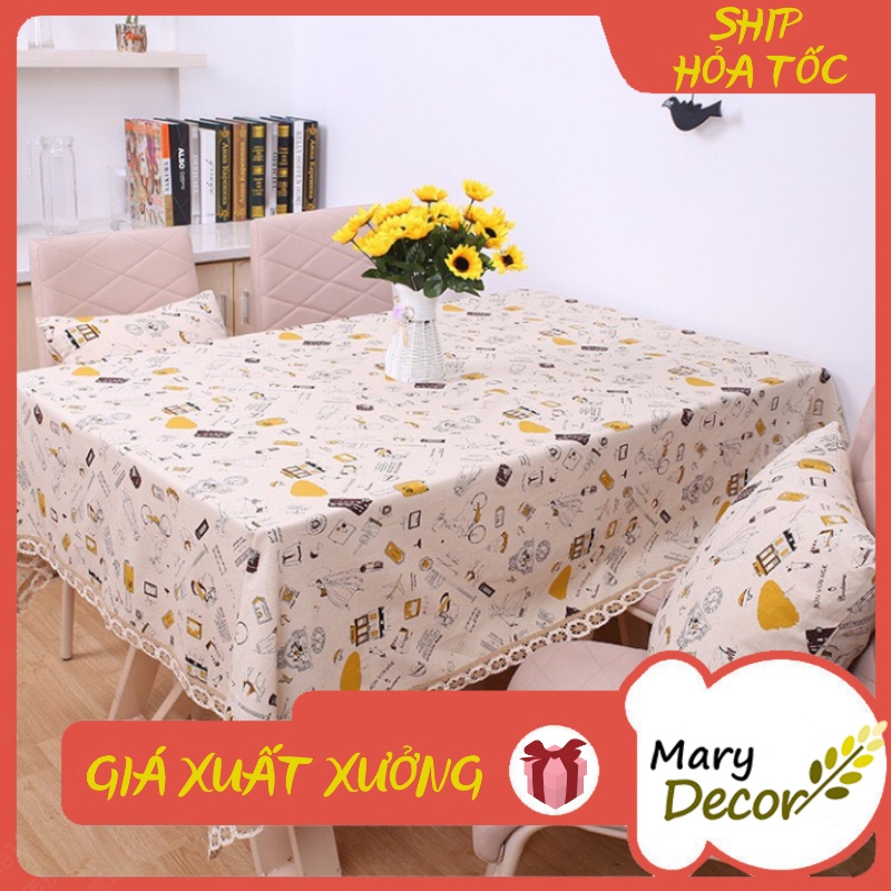 Khăn trải bàn họa tiết hành lý vintage - K05