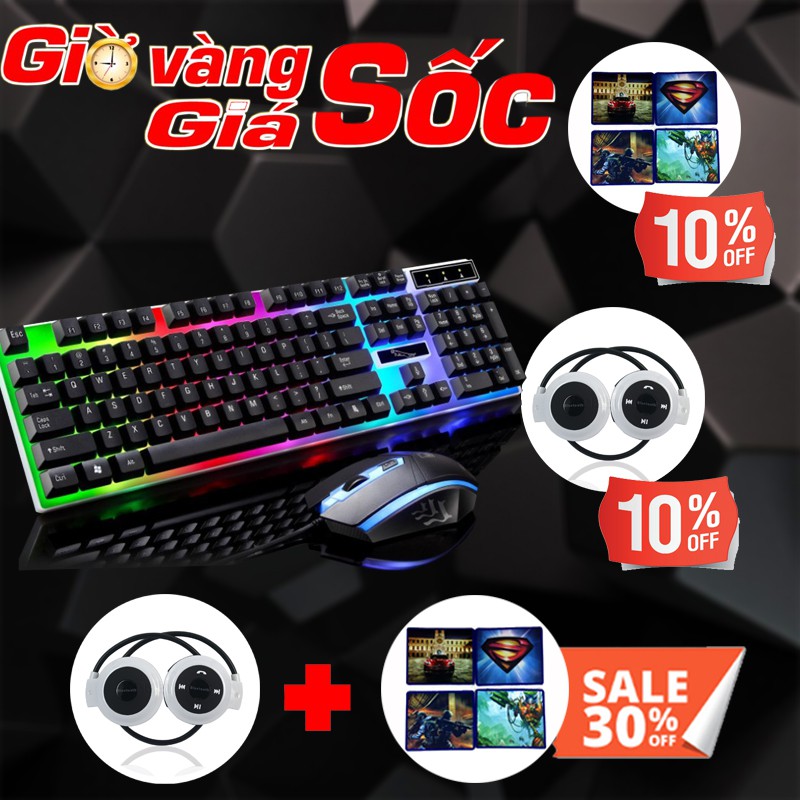 Bộ Bàn Phím Giả Cơ và Chuột Chuyên Game Led 7 Màu (Màu Đen)