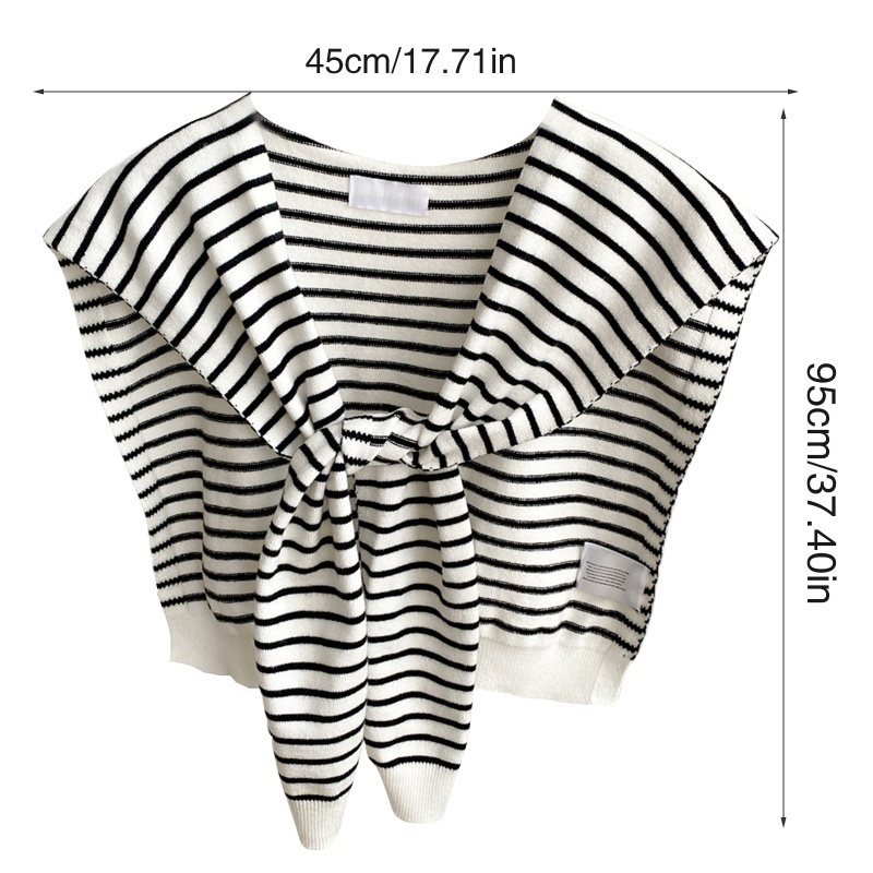 Khăn Choàng Cổ Dệt Kim Màu Trơn Họa Tiết Kẻ Sọc Cho Nữ