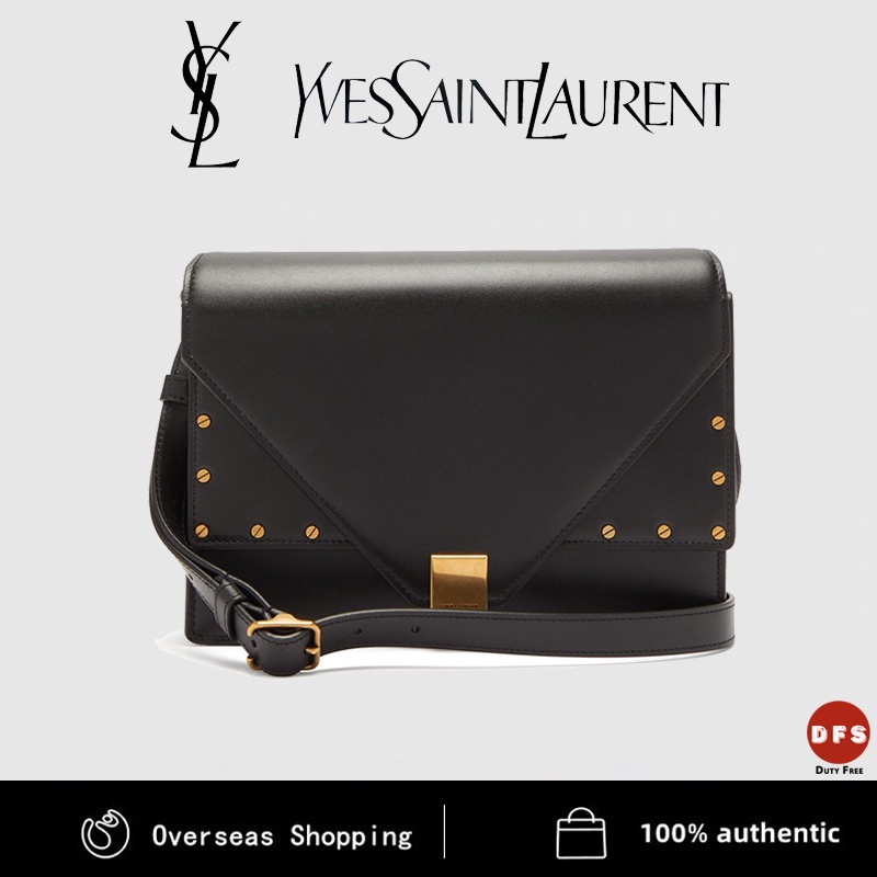 YSL SAINT LAURENT New mượt da bê Crossbody Túi bên vai túi màu đen