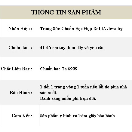 Dây chuyền bạc ta DaLiA Jewelry cỏ 4 bốn lá đen huyền bí