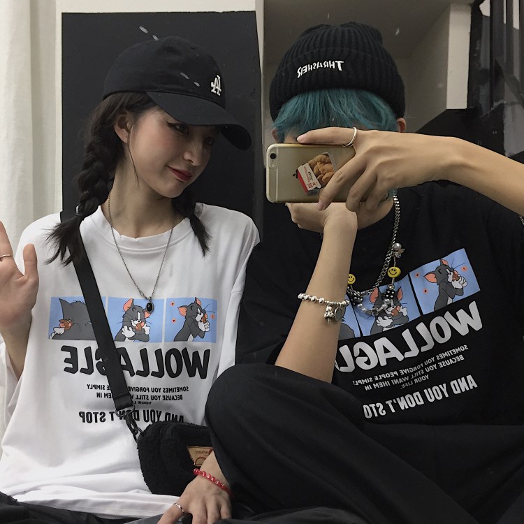 Áo thun nam nữ unisex tay lỡ AD69 Tom&Jerry, áo phông tay lỡ unisex form rộng oversize streetwear