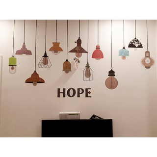decal dán tường dây đèn hope