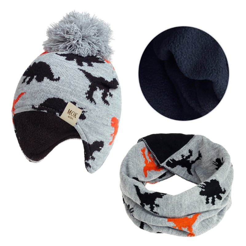 Mũ Trùm Đầu Kiêm Khăn Choàng Cổ Vải Lông Cừu Giữ Ấm Tai Thời Trang Mùa Đông Cho Bé Trai Và Gái