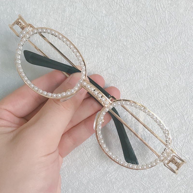 Kính Mát Gọng Tròn Đính Đá Phong Cách Retro 2019 Thời Trang
