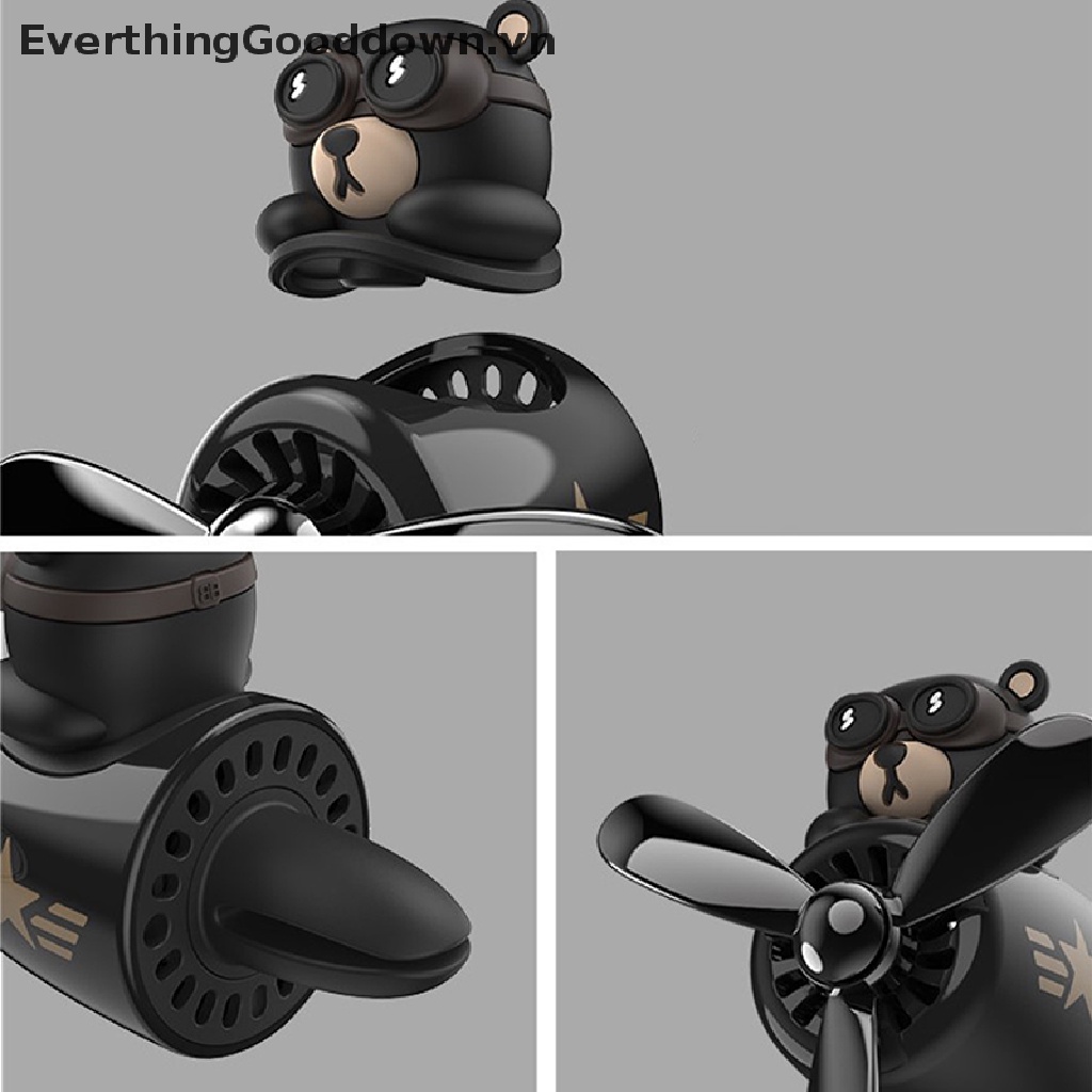 Everthinggood Phụ Kiện Quạt Làm Mát Không Khí Xe Hơi Hình Gấu Phi Công Xoay Được vn