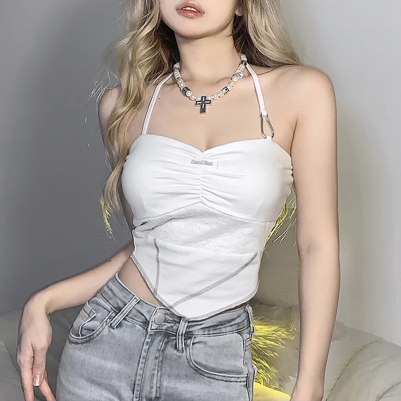 DUNEA Áo Tank Top Hai Dây Dáng Ôm Hở Lưng Quyến Rũ Thời Trang Đường Phố Cho Nữ