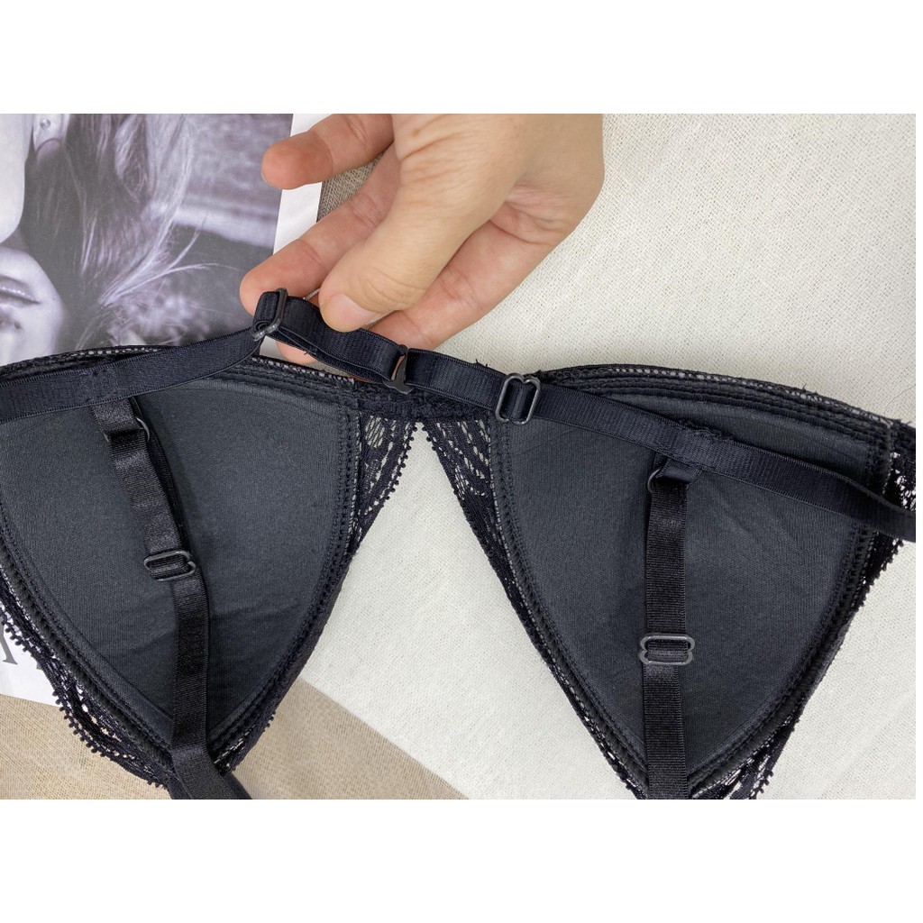 Bộ đồ lót ren nữ đen huyền bí có mút mỏng sexy hàng thiết kế cao cấp BRAHY 110