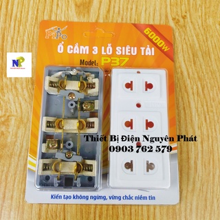 [PIPO] Ổ Cắm 3 Lổ CS6000w Siêu Chịu Tải P37 ( Có Lõi Sứ Cách Điện)